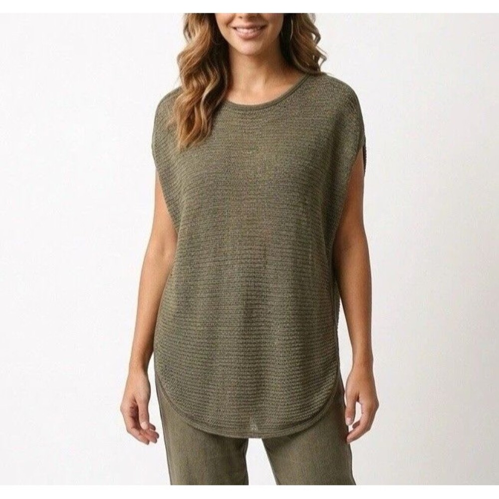 Mossimo Dutti 100% Linen Dress Tunic Womens Size L Green